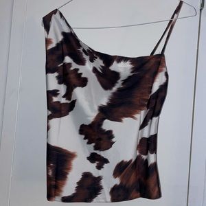 Nasty Gal Cow Print Satin Top